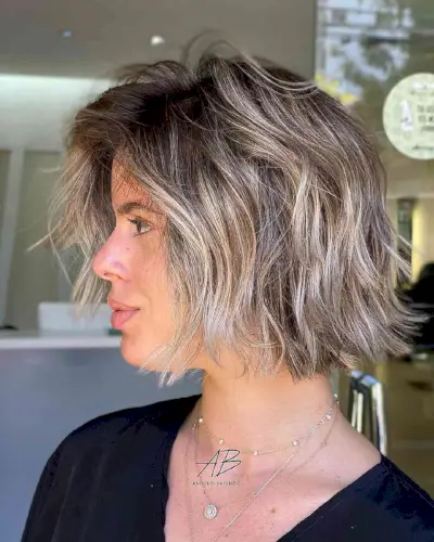 Messy Layered Bob Cut