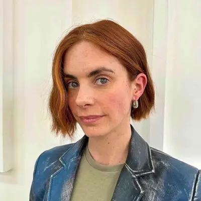 Chin-Grazing Copper Bob with Textured Ends for Finer Hair