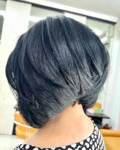Jet-Black A-Line Bob with Layers