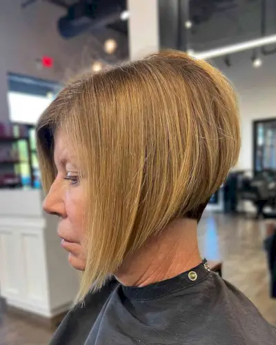 Short Sharply Angled Blonde A-Line Bob