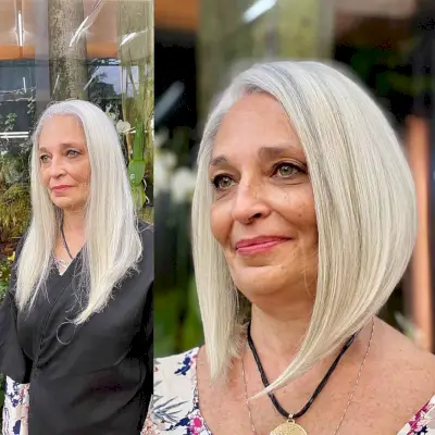 short and straight a-line bob for older women