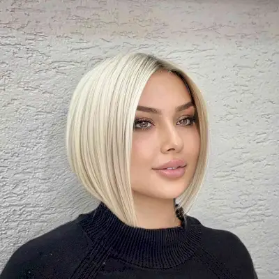 Short Vanilla Blonde A-Line Bob Cut