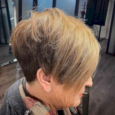Angled Pixie Bob Undercut for Women Over 60