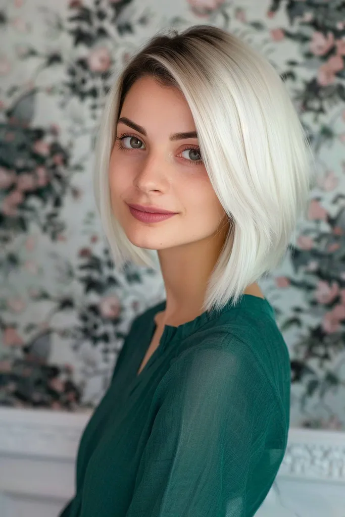 フェザーレイヤーとプラチナトーンのシャドウライトエクリプスボブ' title=