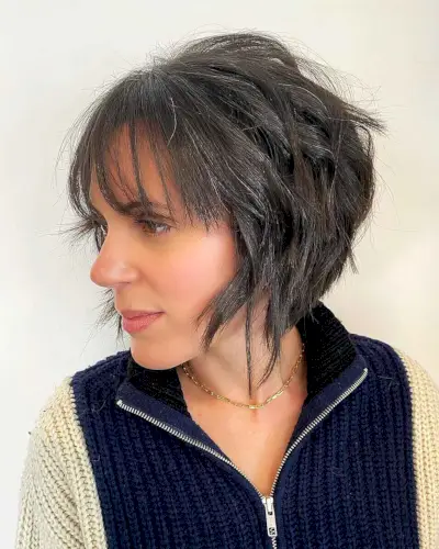 Textured A-line Bob with Wispy Bangs and Layers