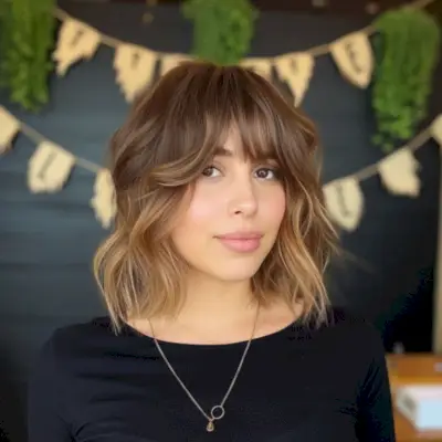 Medium Choppy Shaggy Bob with Bangs