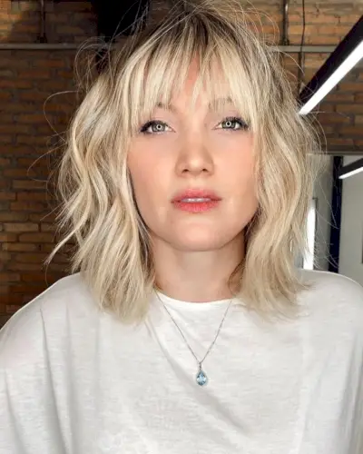 Choppy Long Bob with Bangs