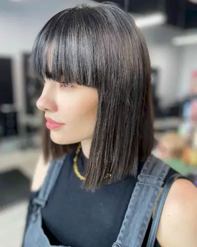 Sleek Blunt Bob with Blunt Bangs