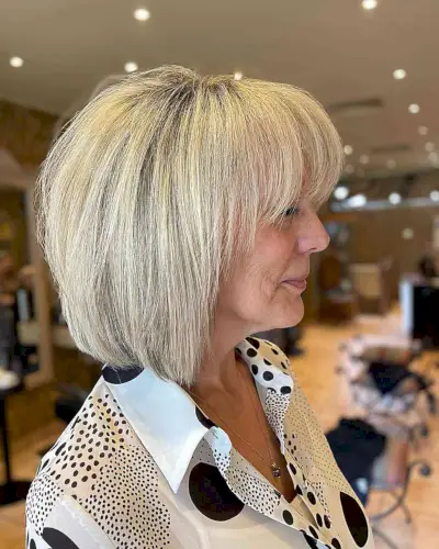 Blunt Bob with Fringe and Texture for older ladies with short hair