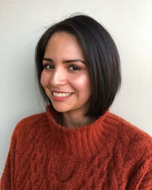 O clássico Blunt Bob para um rosto redondo' title=