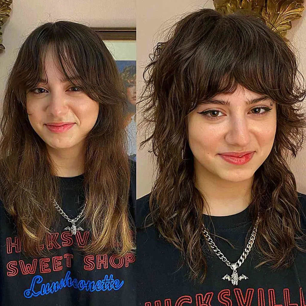 Shaggy Lob para rosto redondo e cabelo grosso' title=