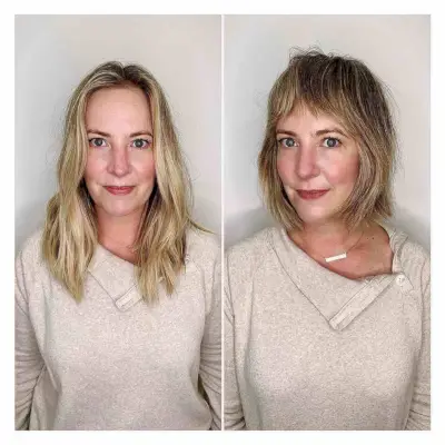 Choppy Bob with a Fringe on Women Over 40 with Thin Hair