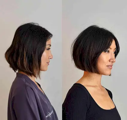 Chin-Length Soft Blunt Bob Cut with No Bangs