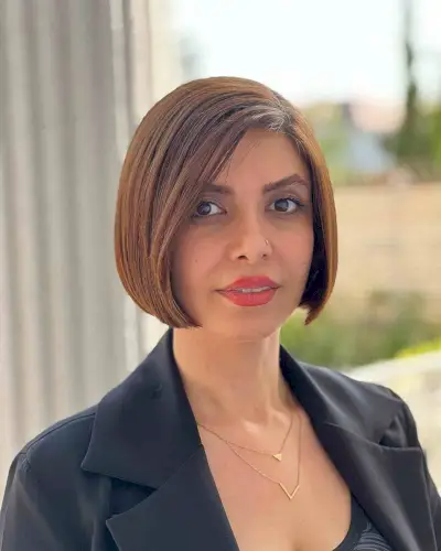 Dark Copper Short Bob with a Side Part