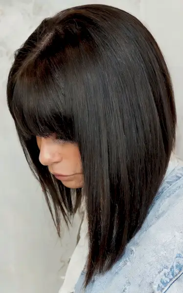 Stacked Lob with Bangs