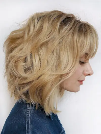 Long Stacked Bob with Bangs