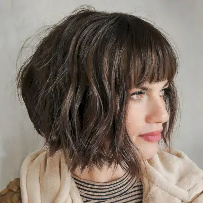 Stacked Bob with Full Bangs