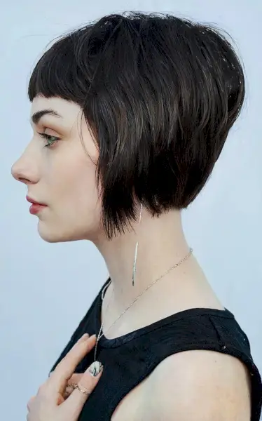 Stacked Bob with Blunt Bangs