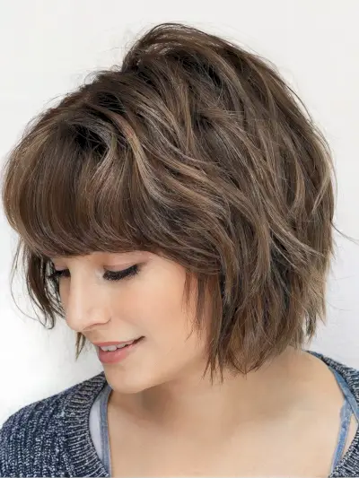 Stacked Shaggy Bob with Bangs
