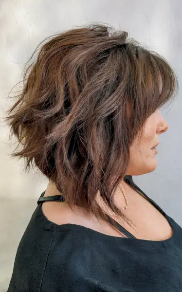 Stacked Angled Bob with Bangs