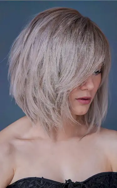 Stacked Bob with Side Swept Bangs