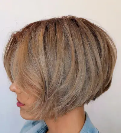 Chin-length Stacked Bob with Bangs