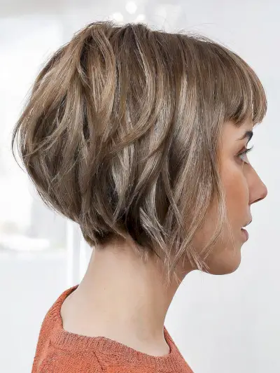 Short Stacked Bob with Bangs