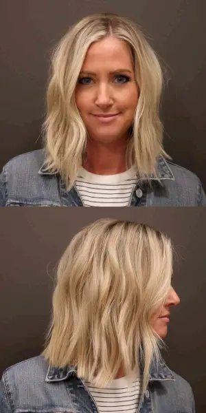 Wavy Blunt Lob Haircut