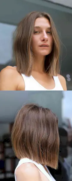 Center Parted Blunt Long Bob Style