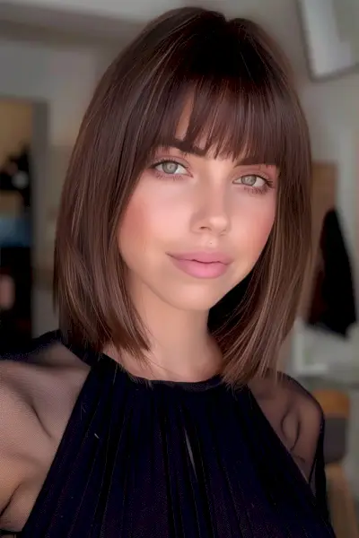 Long Blunt Bob with Fringe