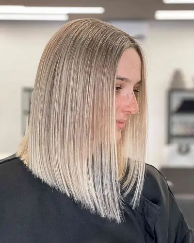 Blunt Sleek Long Bob with Slight Graduation