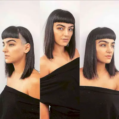 Long Blunt Lob with Bangs and an Undercut