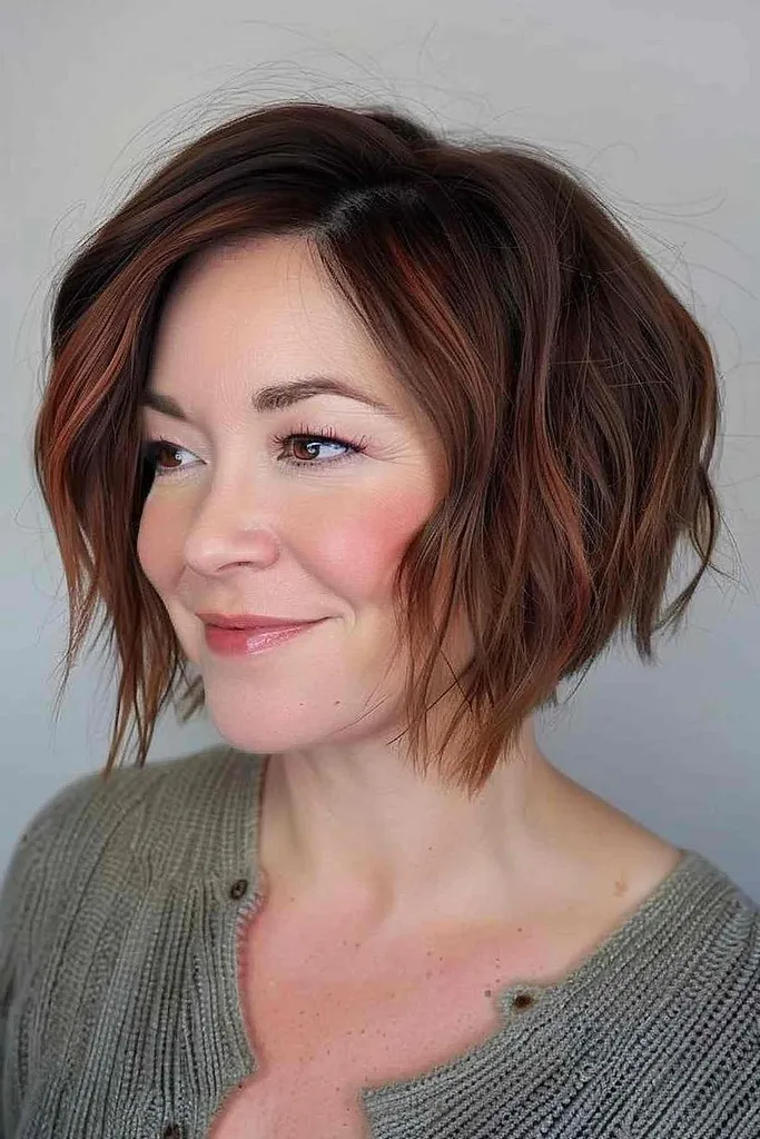 Rullet hakelangt vinklet snitt med skarpe vinkler og teksturerte bølger.' title=