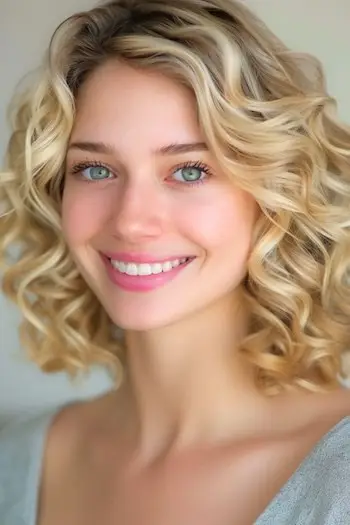 Curly Lob účes.