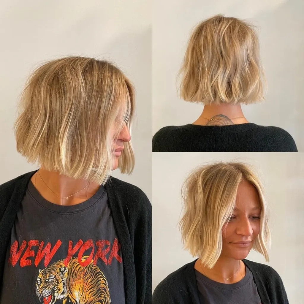 מבולגן בוב בוטה קצר עם חלק אמצעי' title=