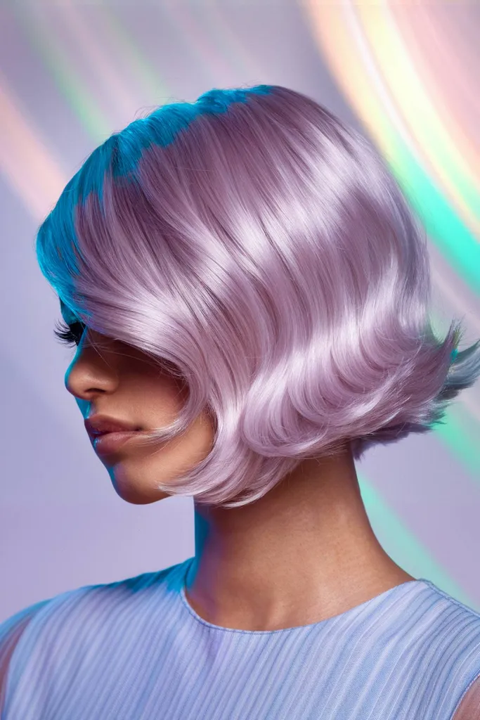 Dreamstone bob med en flydende pastel-tonet farve vask i blush pink sølv og opaliserende hvid' title=