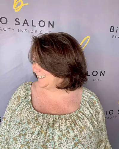 Chin-Length Chocolate Brown Bob with Bouncy Butterfly Layers