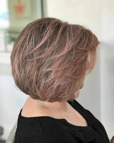Butterfly Short Brown Butterfly Bob with Rose Gold Highlights