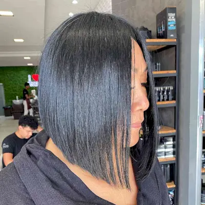Longer Round Angled Bob Hairstyle