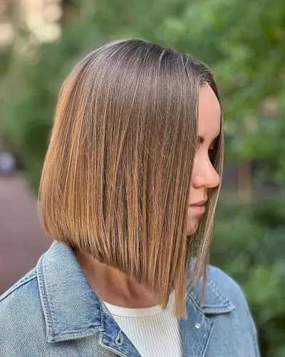 Neck-Grazing Sleek Angled Lob with Subtle Layers