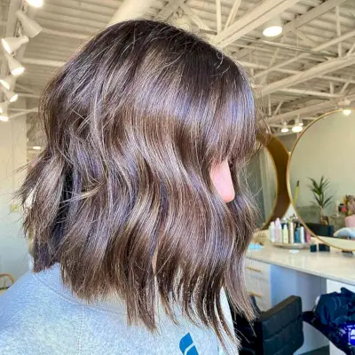 Layered Angled Long Bob with Bangs
