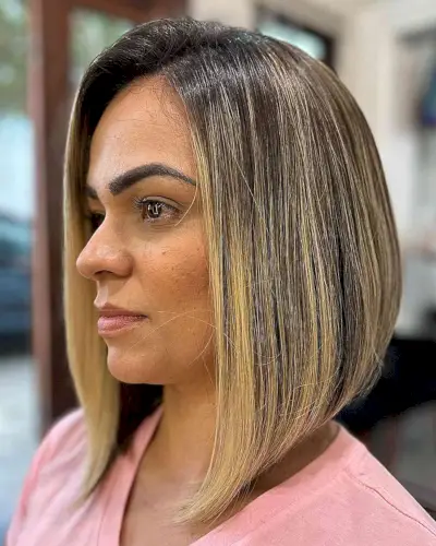Side-Parted Angled Long Bob with Graduated Layers