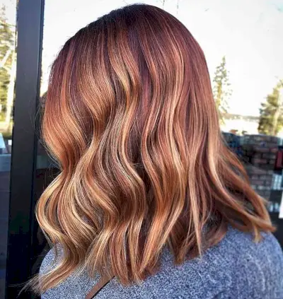 Long Wavy Angled Bob Back View