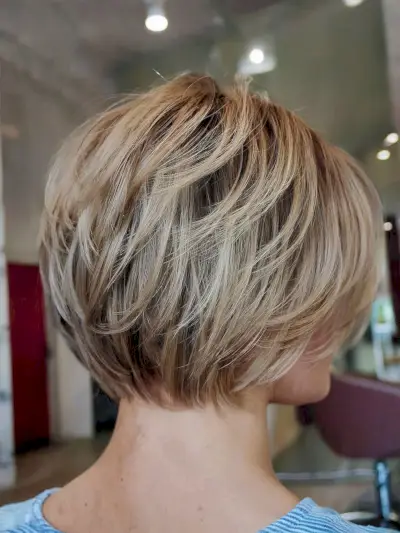 Back View of a Layered Bob for Fine Hair