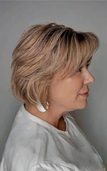 Layered Bob with Full Highlights for Fine Hair