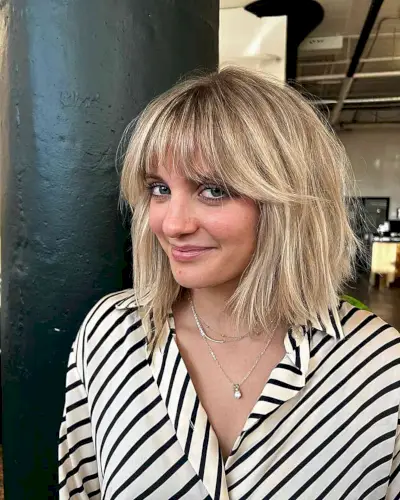 The Choppiest Bangs on a Bob for women with thick short hair