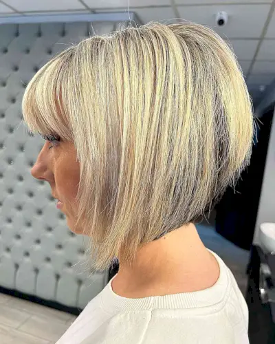 Texturized Graduated Bob with Bangs