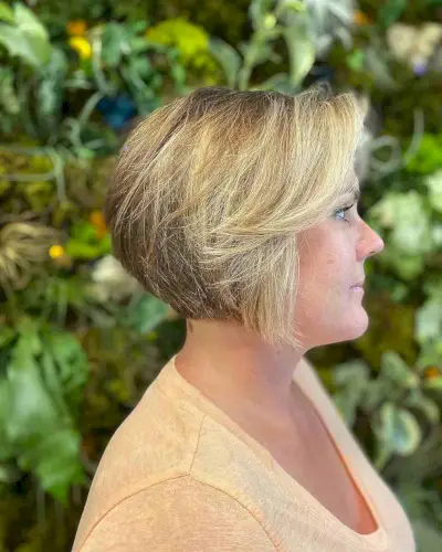 Beautifully Stacked Bob Haircut with Bangs