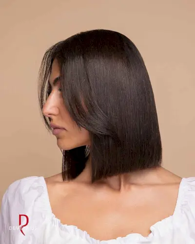 hot long bob with parted bangs