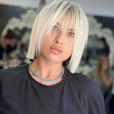 Beautiful Blunt lob with shattered fringe